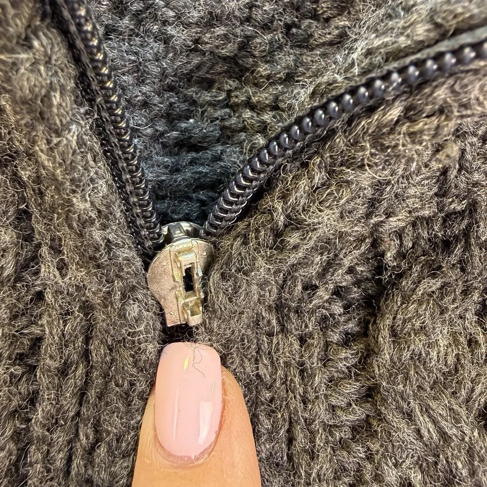 Aran Crafts Merino Wool Cable Knit Full Zip Cardigan Sweater Ireland Sz M Gray - Picture 10 of 11